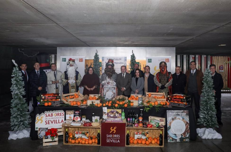 ExposiciÃ³n de productos gastronÃ³micos de la provincia de Sevilla en el marco de la Feria Sabores de Navidad.