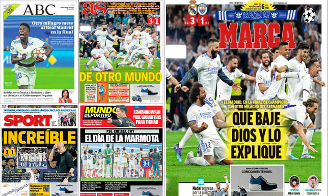 La prensa se rinde a la grandeza del Real Madrid y su último milagro en la  Champions - Champions League - COPE