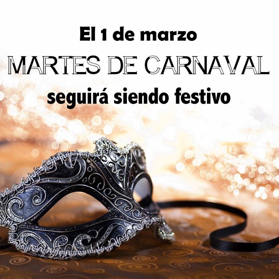 El 1 de marzo, Martes de Carnaval, será festivo