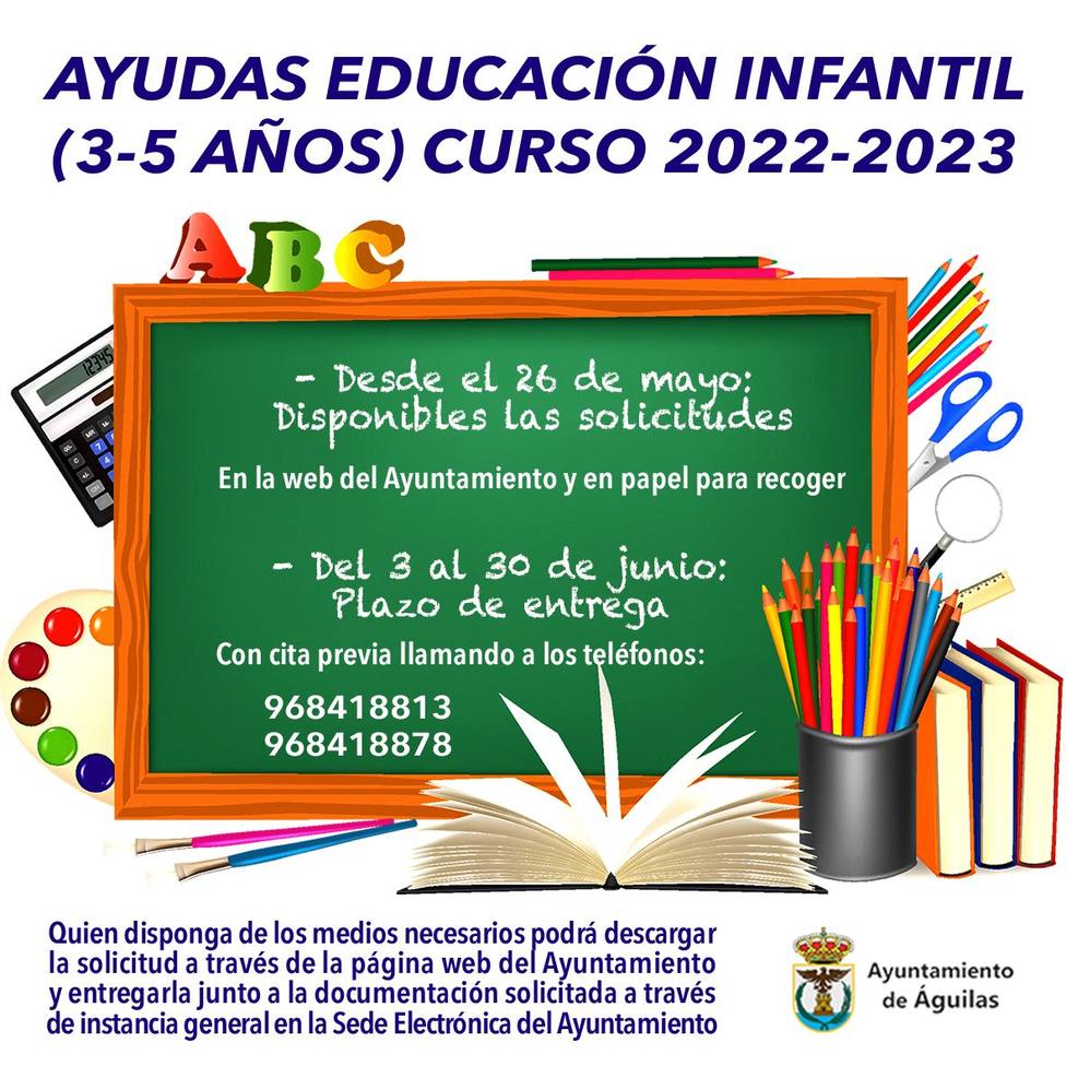 Águilas abrirá el plazo de presentación de las solicitudes de ayuda para  Educación Infantil - Águilas - COPE