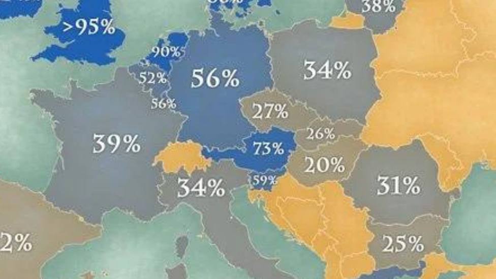 El mapa que muestra cuántos europeos pueden mantener una conversación en inglés: la posición de España...
