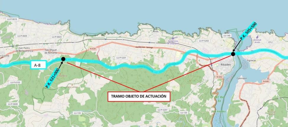 Actuaciones de refuerzo de los cierrres de la A-8 en la provincia de Lugo, proyectadas por el MITMA