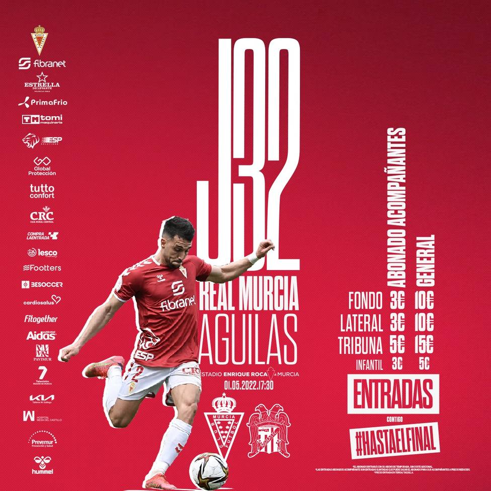 El Real Murcia - Águilas FC se jugará el domingo 1 de mayo a las   horas - Deportes COPE Lorca - COPE