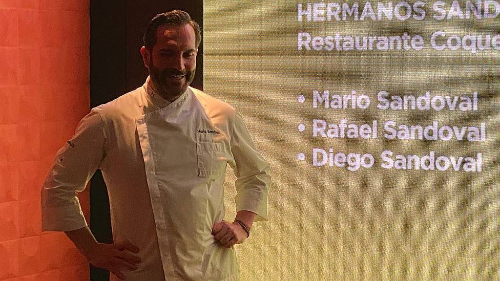 El chef Mario Sandoval durante la presentación de Go Tauron en el Restaurante Coque de Madrid