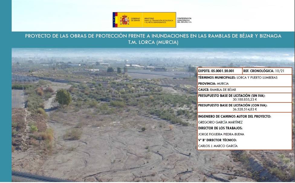 La CHS finaliza la redacción de cuatro anteproyectos para la protección frente a inundaciones en Lorca
