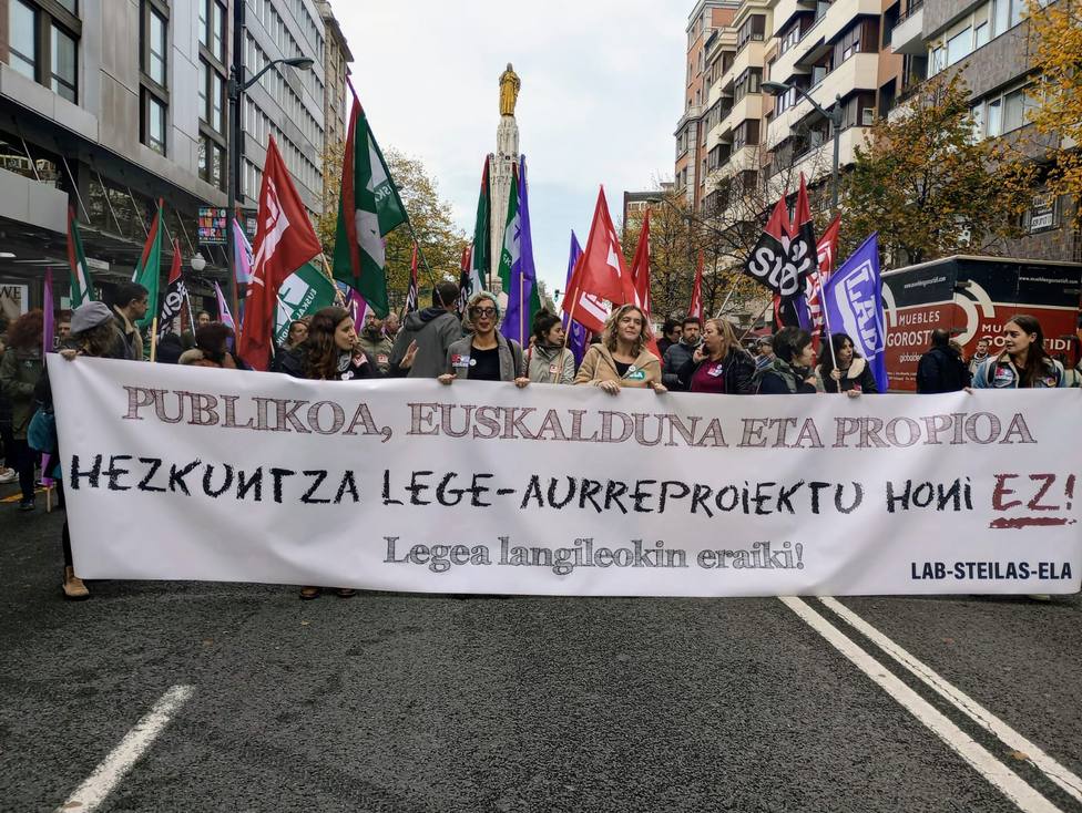 Manifestación de sindicatos en Bilbao