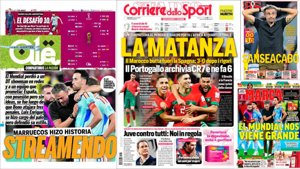 El KO de España copa unas portadas repletas de críticas y lamentos -  Mundial Qatar 2022 - COPE