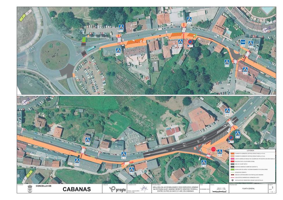 Planos de humanización del tramo de la N-651 a su paso por Cabanas