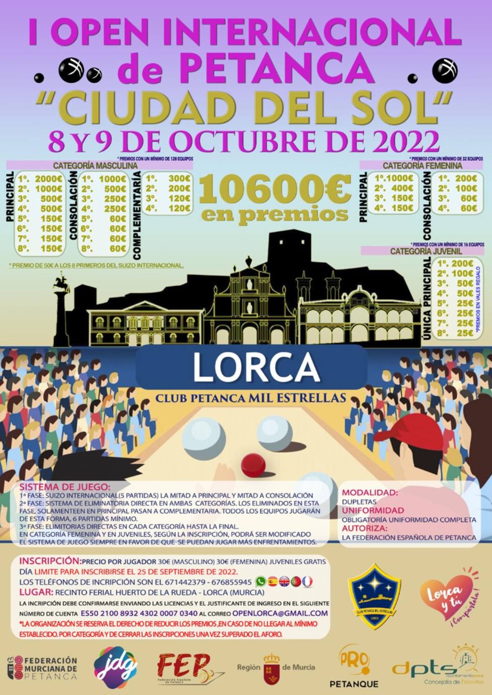 Lorca acoge el I Open Internacional de Petanca ‘Ciudad del Sol