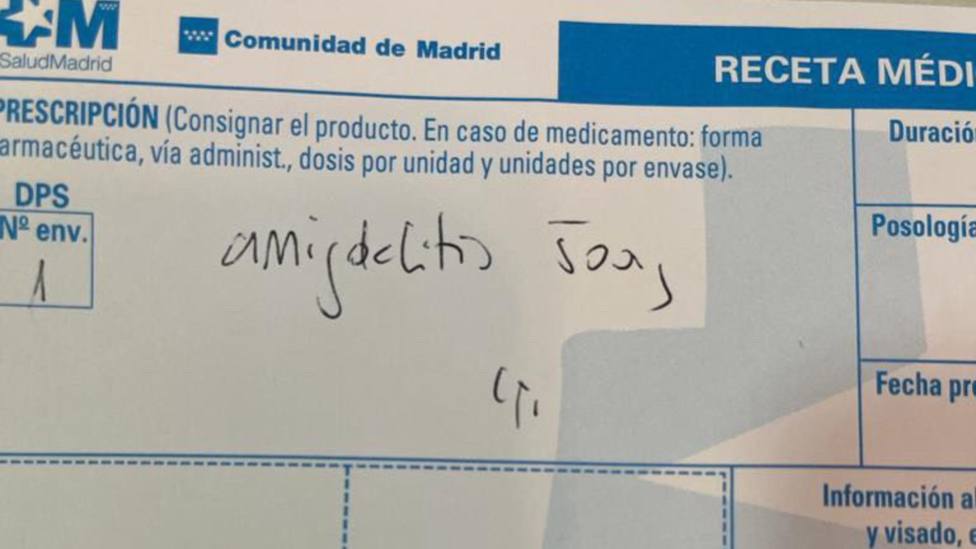 Qué pone? Una receta se hace viral en las redes sociales por la letra del  médico en la sanidad de Madrid - Sociedad - COPE