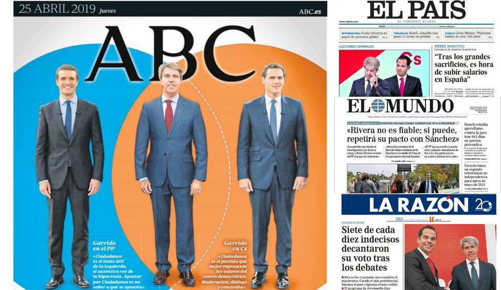 La fuga in extremis de Ángel Garrido a Ciudadanos, portada en la prensa nacional