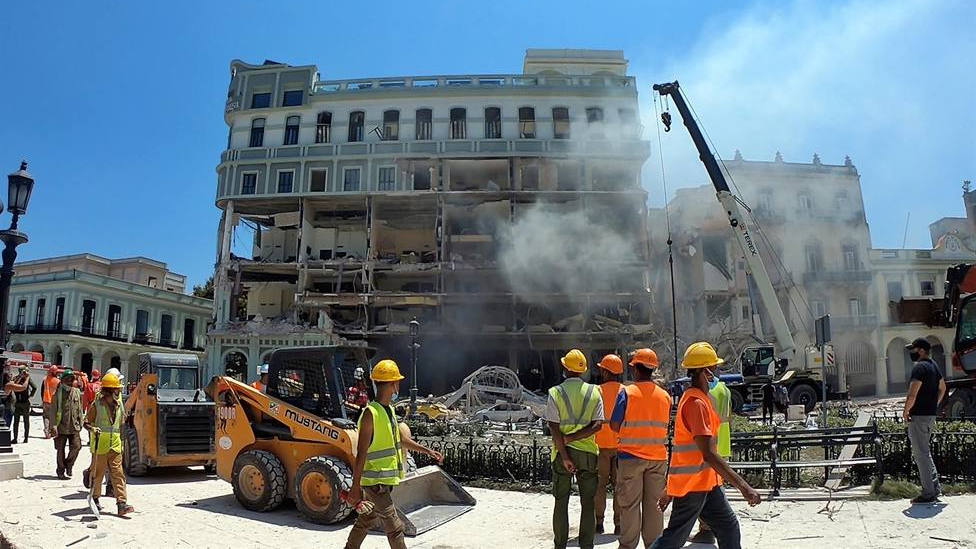 Hotel Saratoga de La Habana tras la explosión registrada el 6 de mayo
