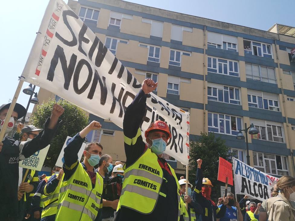 Manifestación de los trabajadores de Alcoa en Lugo