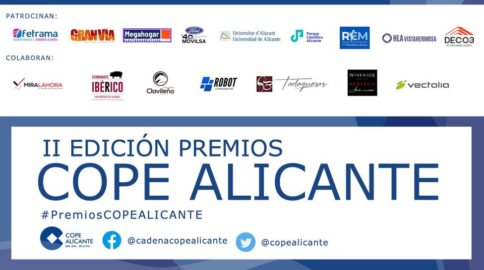 Todos los galardonados en la II edición de los Premios COPE Alicante