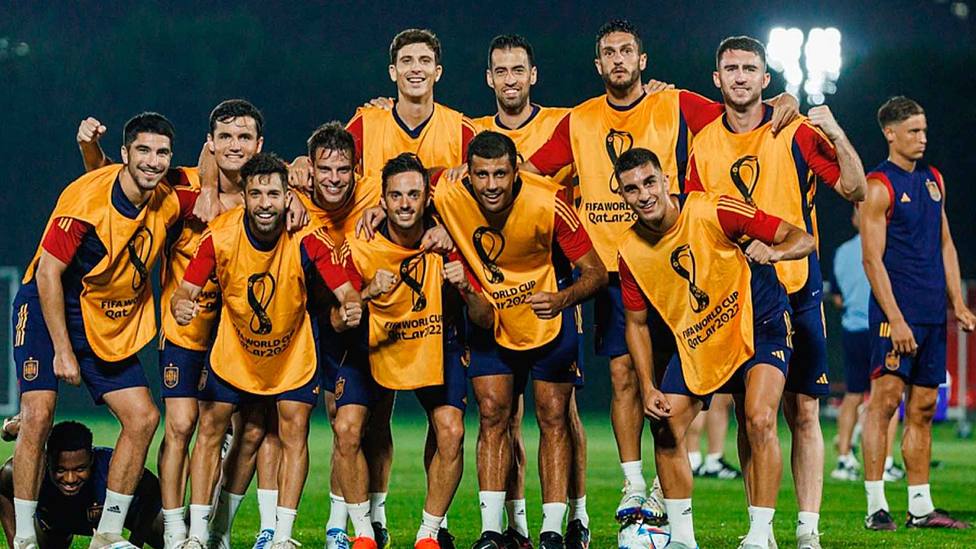 La Selección Española de fútbol, en el último entrenamiento antes de jugar ante Marruecos en el Mundial
