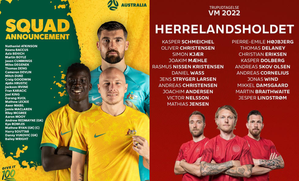 Australia y Dinamarca dan respectivas listas para el Mundial - Mundial Qatar 2022 COPE