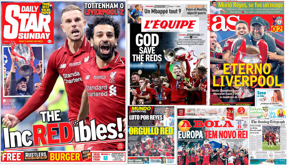 El Liverpool reina también en las portadas de la prensa europea - Champions  League - COPE