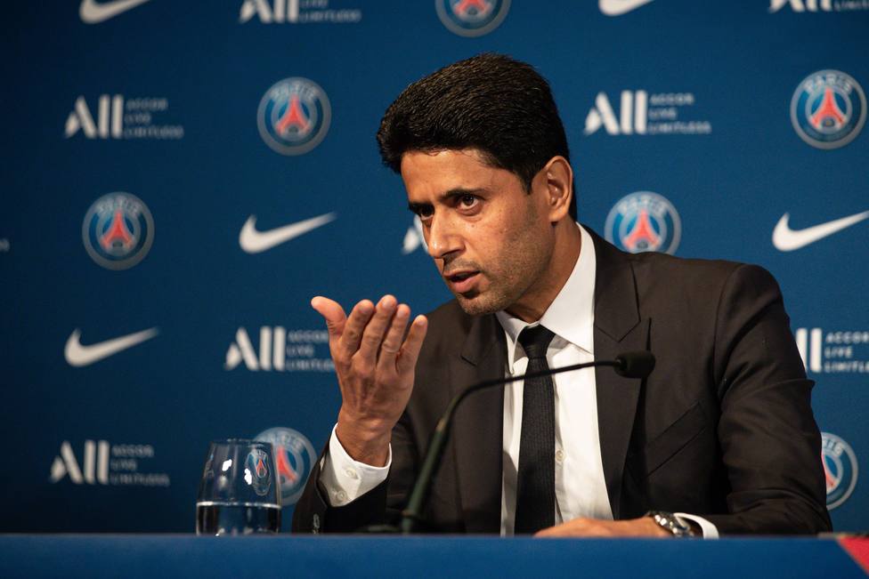 Nasser AL KHELAIFI, President-directeur general du Paris Saint-Germain FOOTBALL : Conference de presse de Kylian MBAPPE