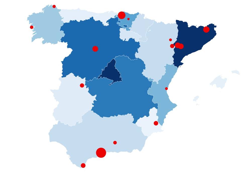 Mapa de los rebrotes de coronavirus en España: estos son las zonas más afectadas