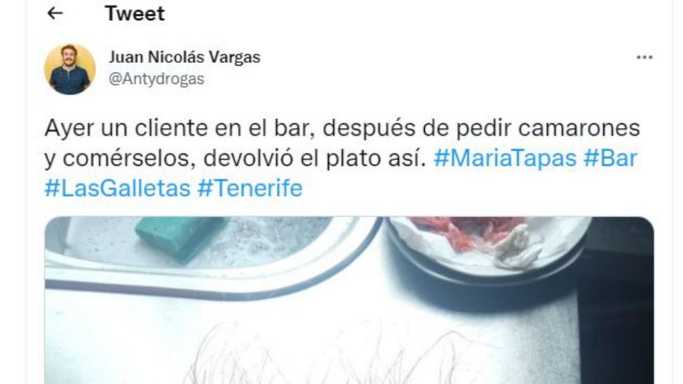 Un bar de Tenerife publica en Twitter cómo ha devuelto el plato un cliente y los usuarios no pueden creerlo
