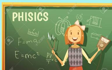 School Physics Education Classroom Cartoon Poster