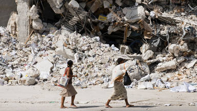 The destroyed capital city after a 7.0 Mw earthquake struck Haiti on the 12th January, 2010