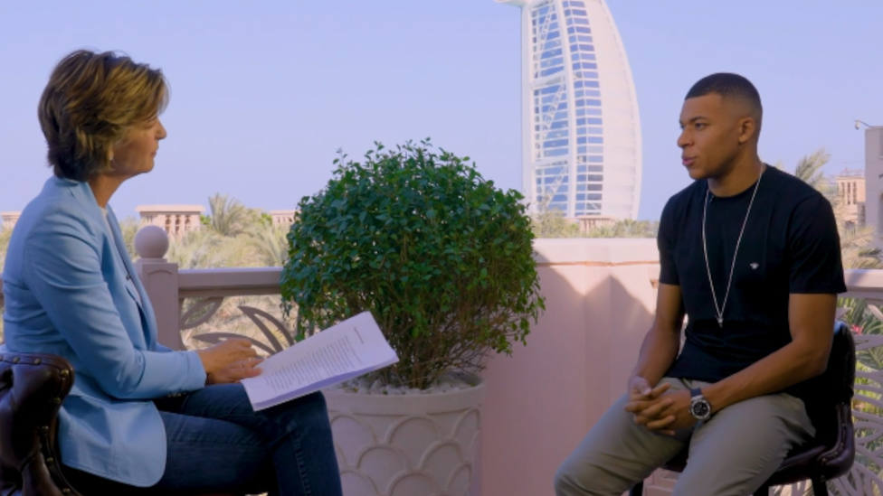 Kylian Mbappé, durante una entrevista en la CNN desde Dubai