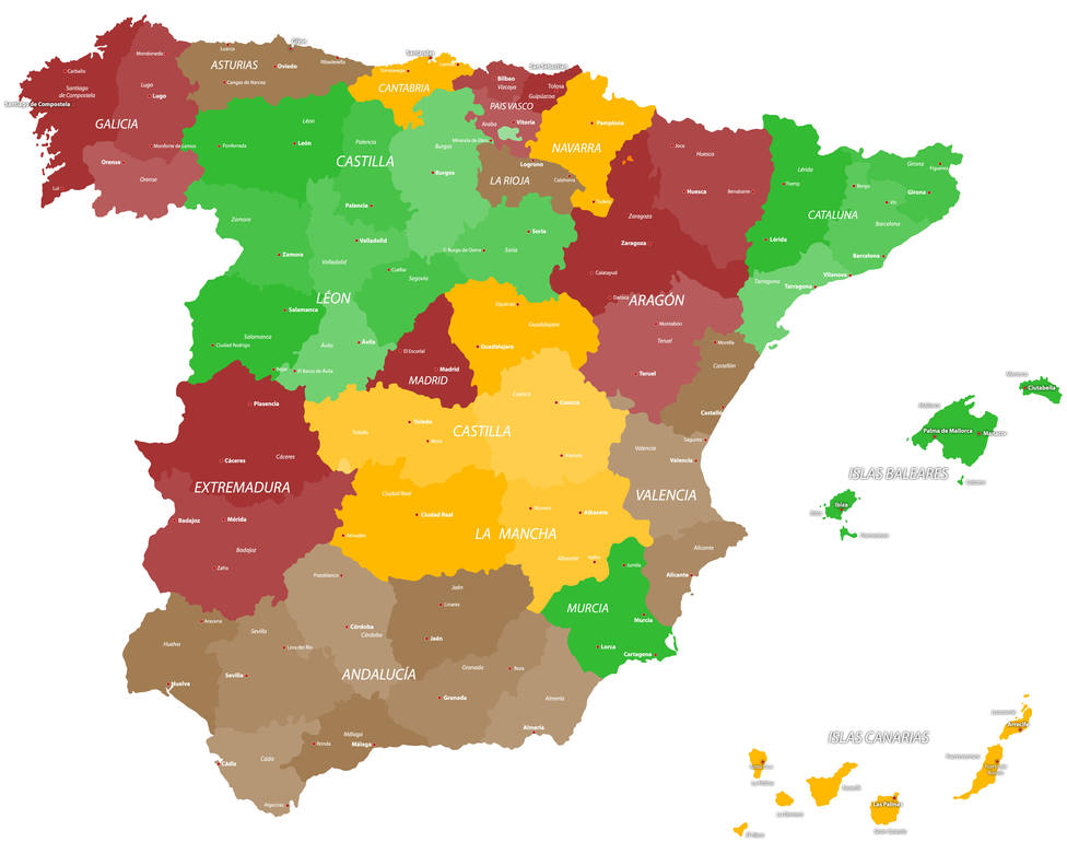 El mapa que muestra cómo se escriben las provincias españolas en japonés