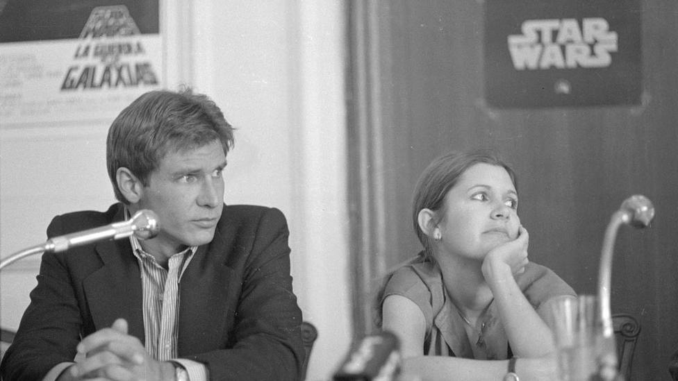 Harrison Ford y Carrie Fisher en San Sebastián en 1977. Foto de Fernando Postigo.