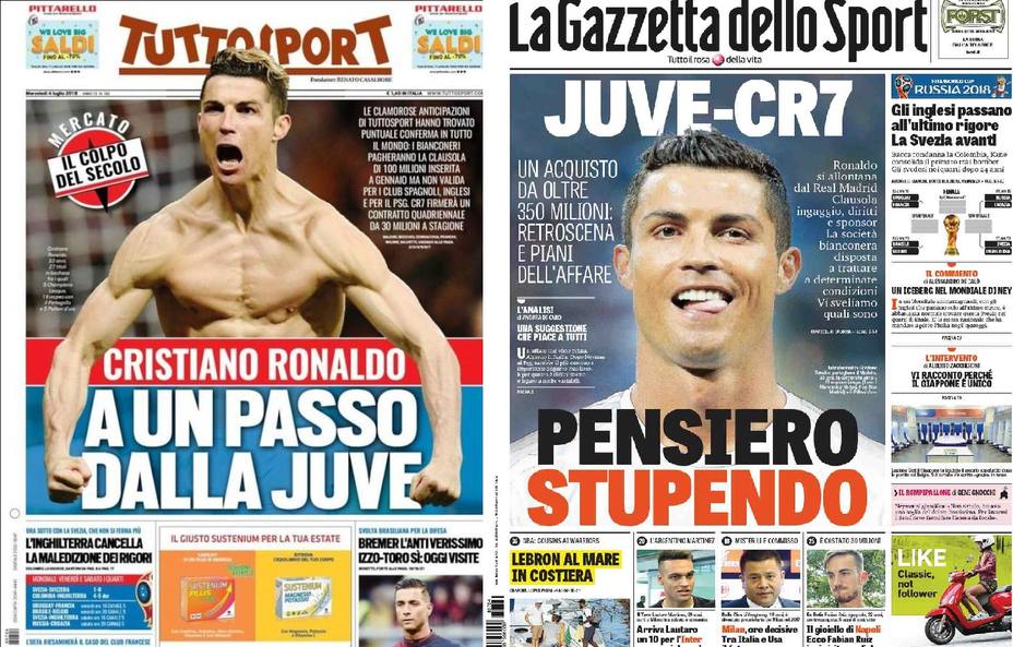 La posible llegada de Cristiano a la Juve copa las portadas italianas -  LaLiga Santander - COPE