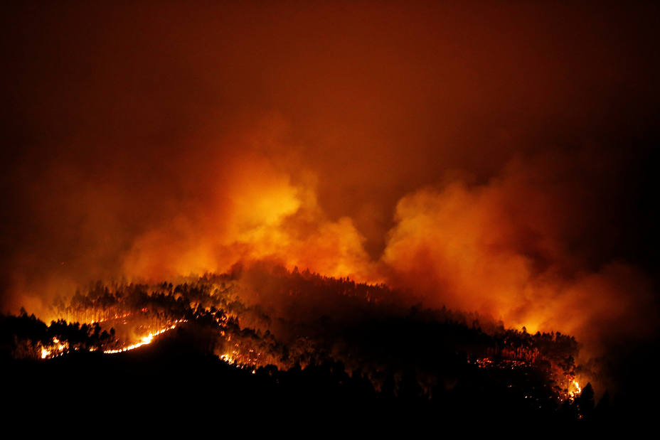 A forest fire is seen near Pedrogao Grande in central Portugal