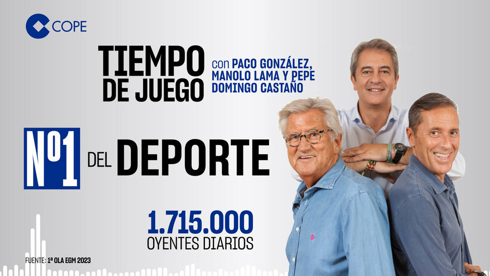 Los números uno del deporte: Paco González, Pepe Domingo Castaño y Manolo Lama reúnen a 1.715.000 oyentes