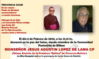 Fallece el obispo español Jesús Agustín López de Lama, que ejerció la mayor parte de su ministerio en Bolivia