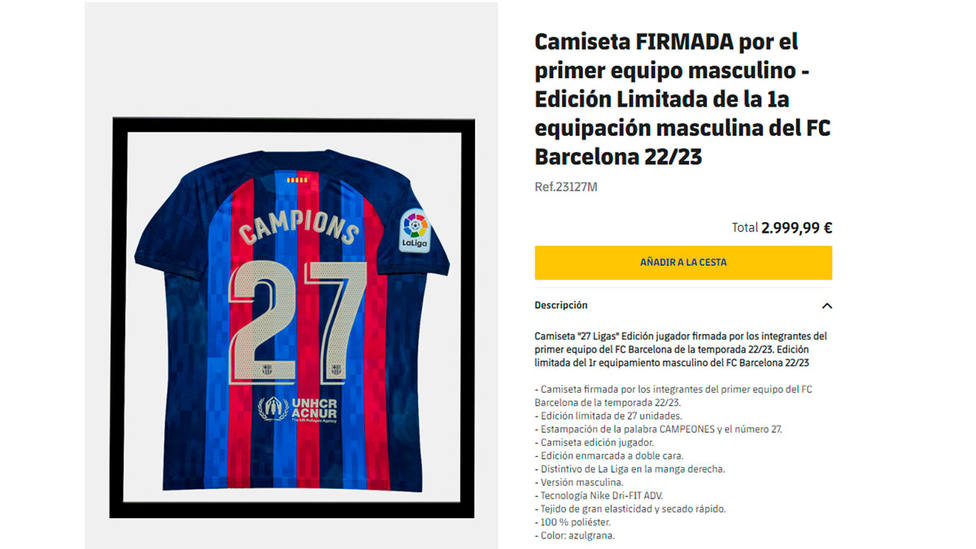 La exclusiva camiseta conmemorativa del Barcelona campeón de Liga: A la venta por 3.000 euros - Fútbol COPE