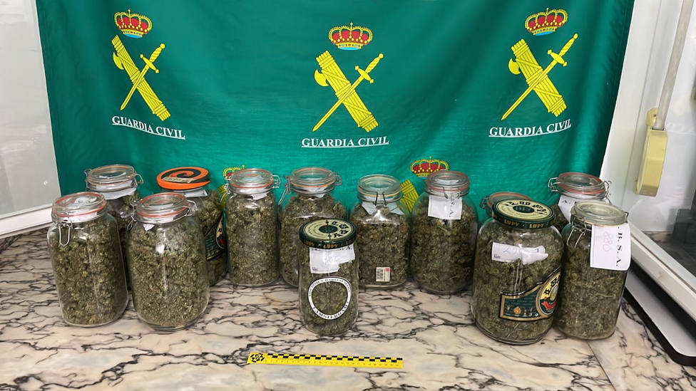 Marihuana incautada por la Guardia Civil en Ferreira do Valadouro