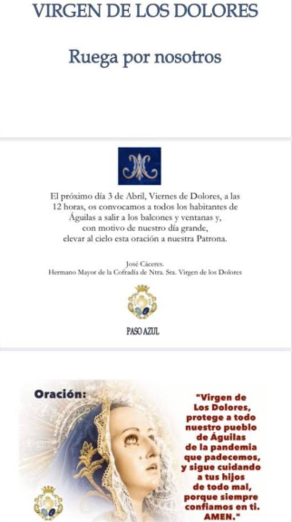 El Ayuntamiento ofrecerá en Facebook retransmisiones de archivo de Serenata  y la Procesión de la Patrona - Águilas - COPE
