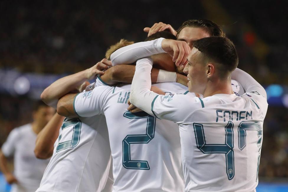 El Manchester City celebra uno de los cinco goles en Champions (EFE)
