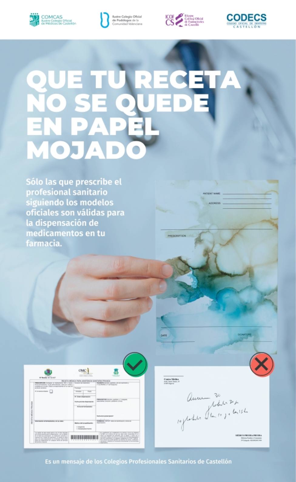 Los Colegios Oficiales lanzan una campaña para concienciar sobre el uso de recetas  médicas oficiales - Castellón - COPE